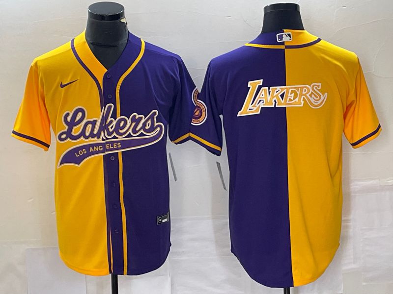 Men Los Angeles Lakers Blank yellow purple 2023 Nike Co Branding Game NBA Jersey style 9
